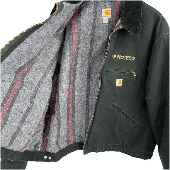 VINTAGE Carhartt Jacket Mens 3XL Black Detroit Canvas Blanket Lined J001 USA - Picture 9 of 14